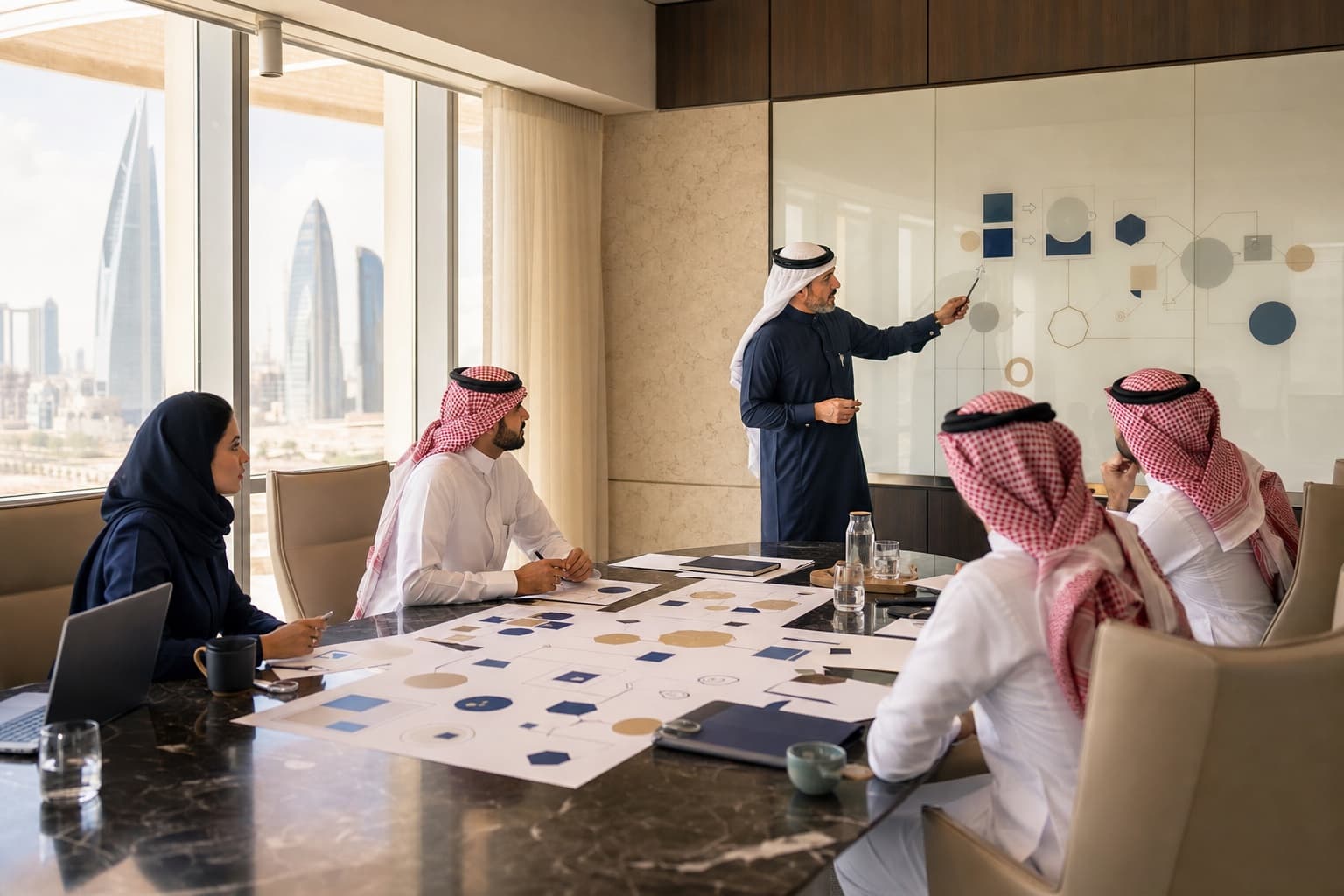 Leadership team aligning a business transformation roadmap