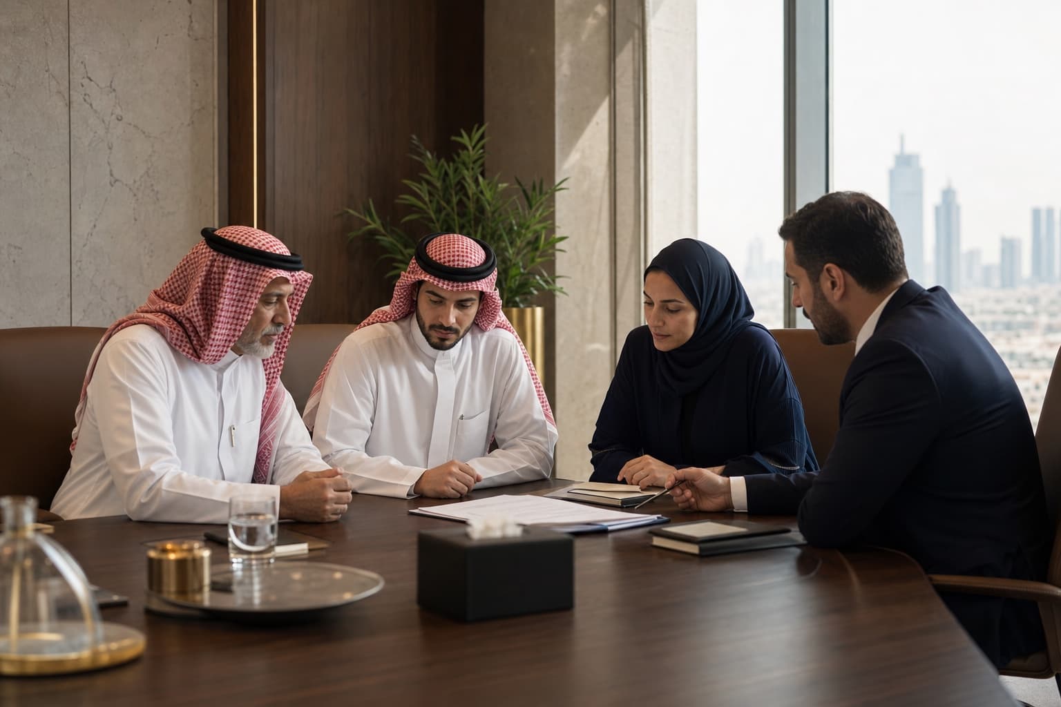 Family enterprise leaders in a governance discussion