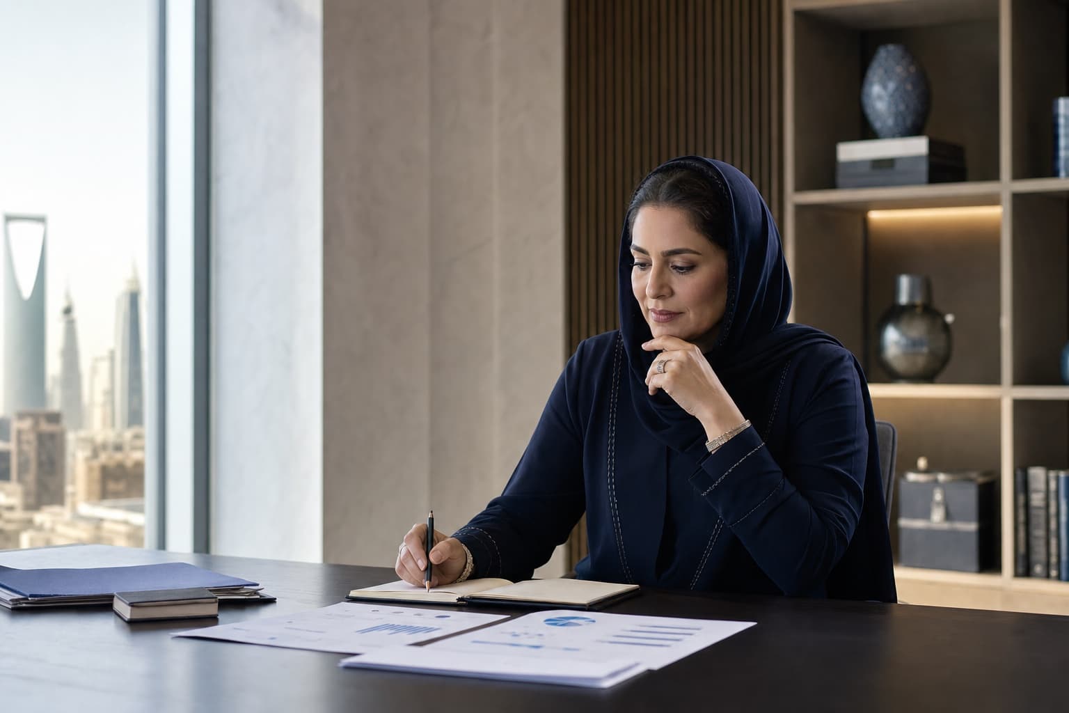 Business advisor preparing an executive briefing