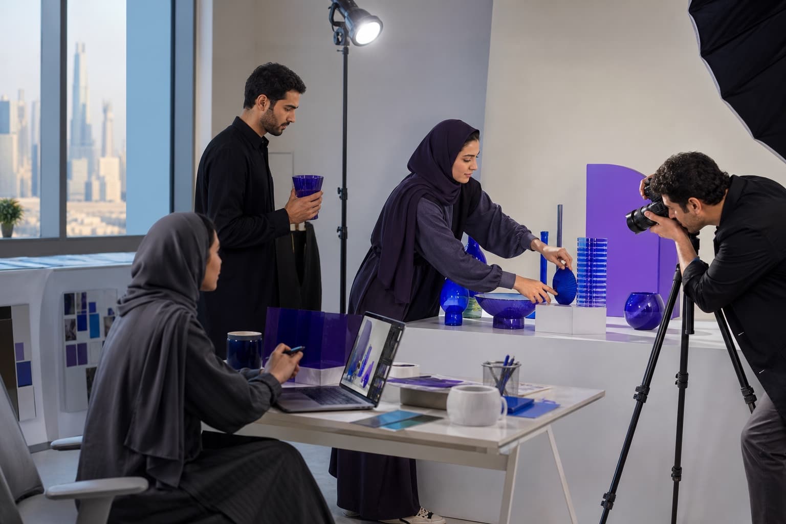 Creative team producing a fictional retail campaign