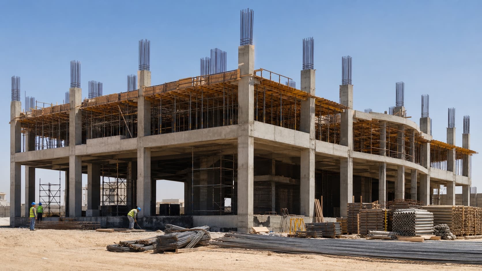 Reinforced concrete building structure under construction