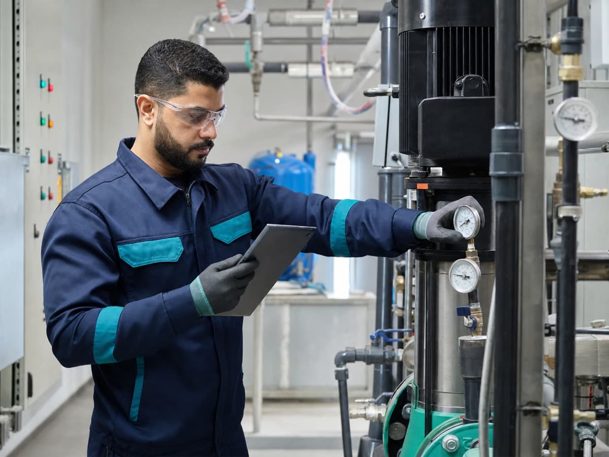 Facility technician performing a scheduled equipment inspection