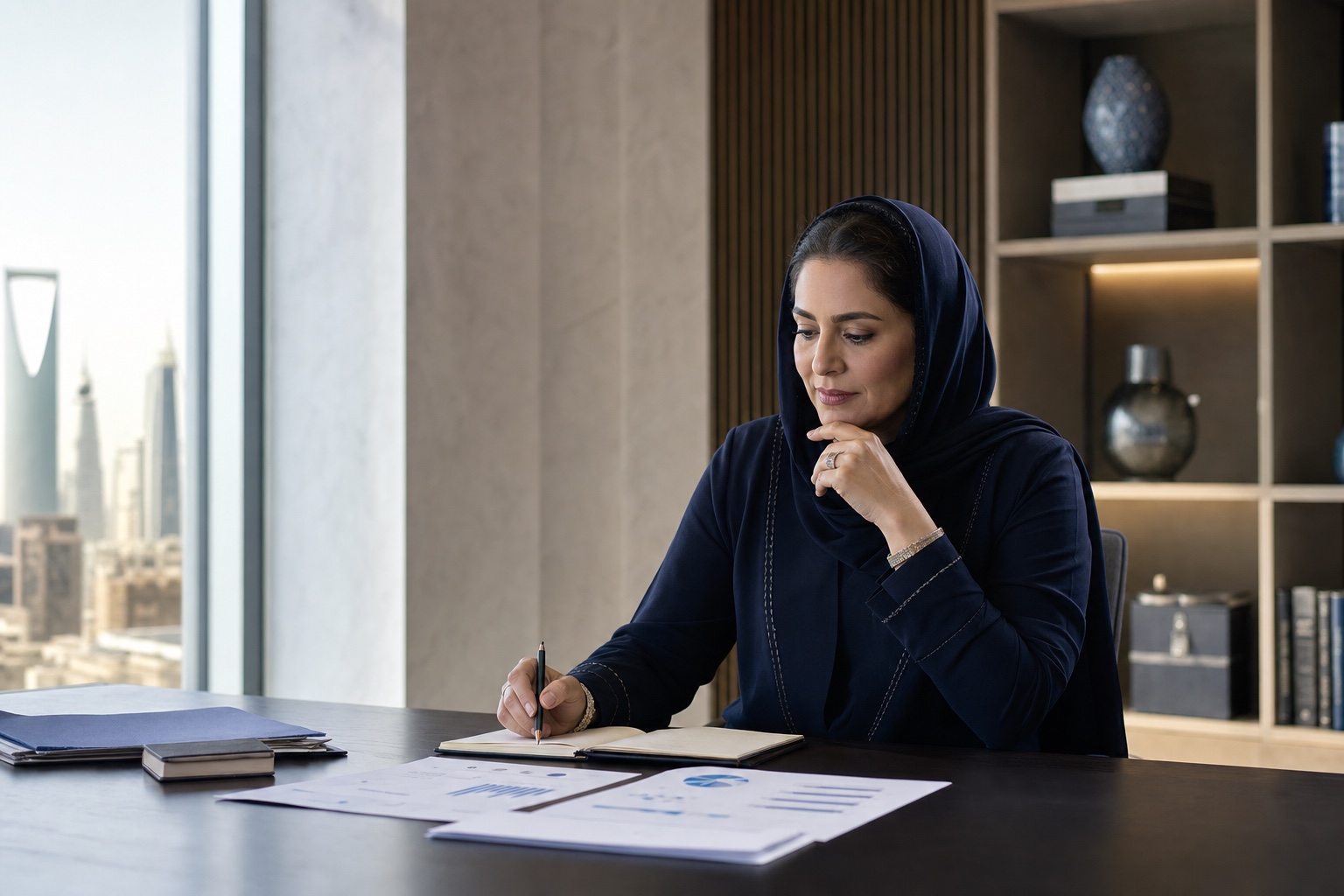 Business advisor preparing an executive briefing